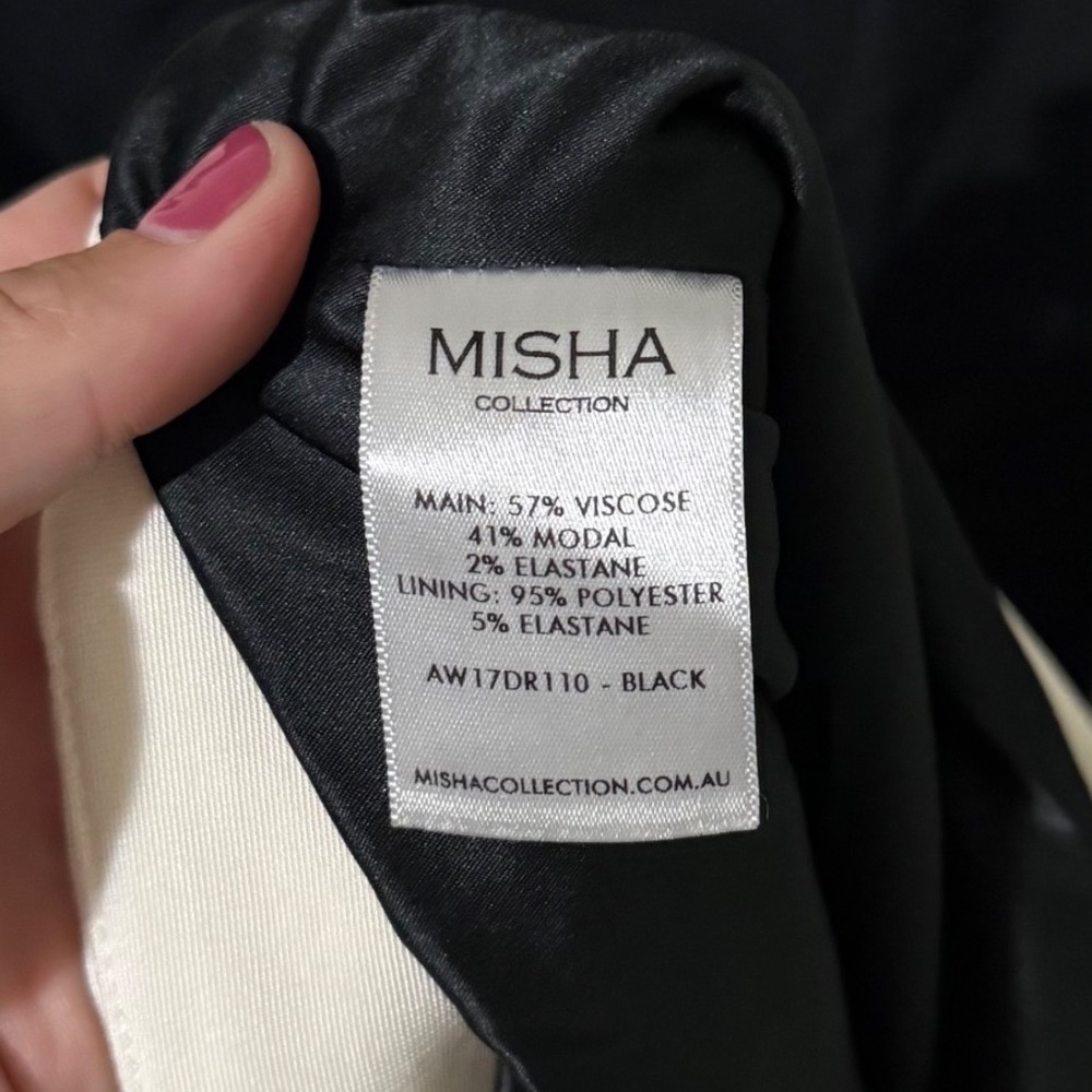 Misha Collection Black White Colorblock Long Sleeve Mini Dress AW17DR110 US 8 - Picture 6 of 6